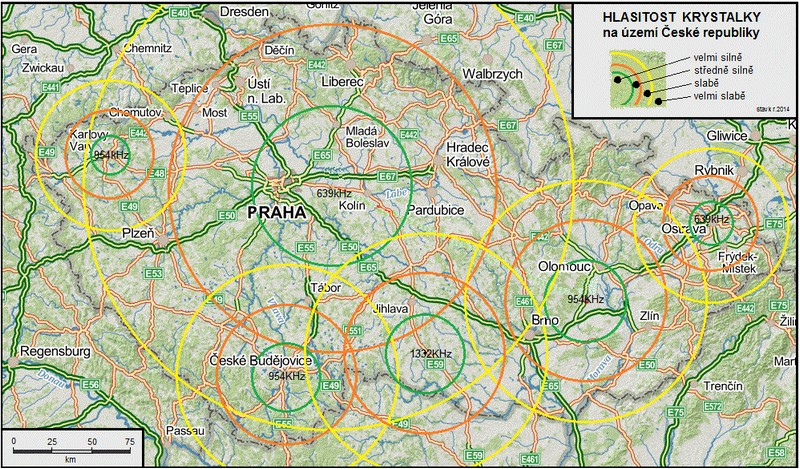 Mapa hlasitosti krystalky na zem R