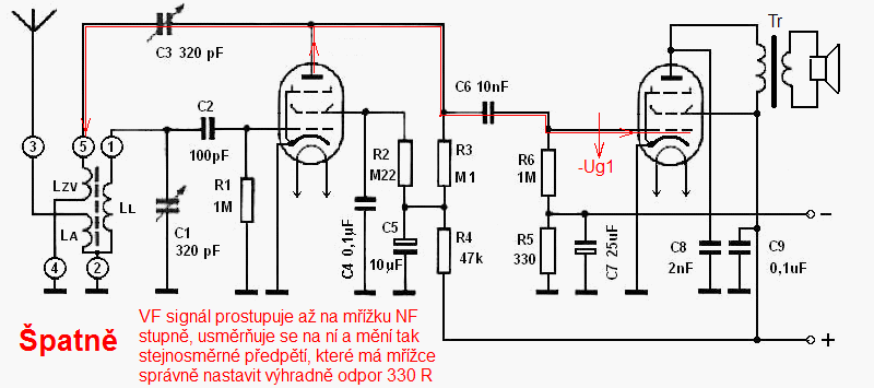 Dvpoulampovka - chyba, VF jde a do druhho stupn